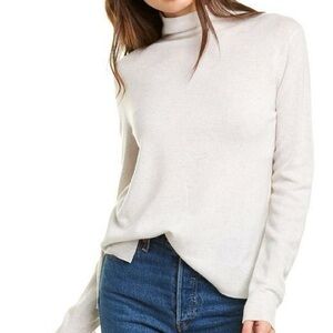 Vince Heather White Cream Mock Neck Wool Cashmere Pullover Sweater
